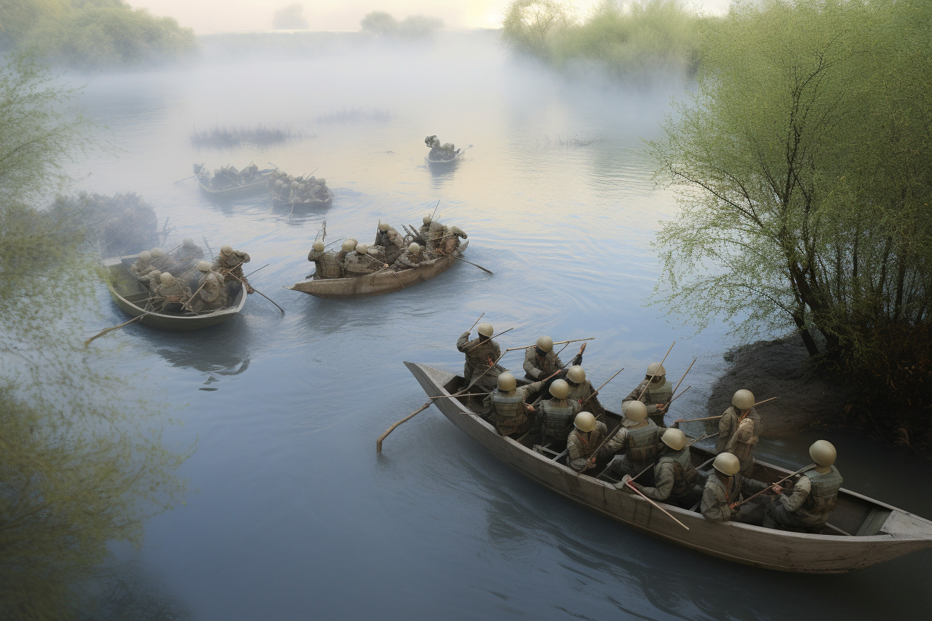 Midjourney Symbolbild Ukrainische Einheiten überqueren Fluss