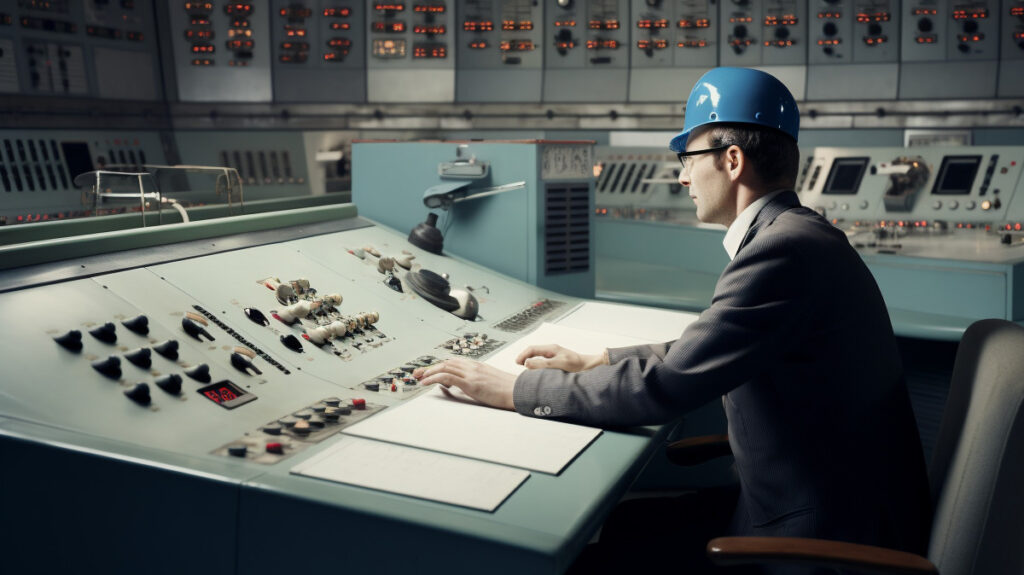 Midjourney-Symbolbild: Steuerzentrale eine Atomkraftwerks.