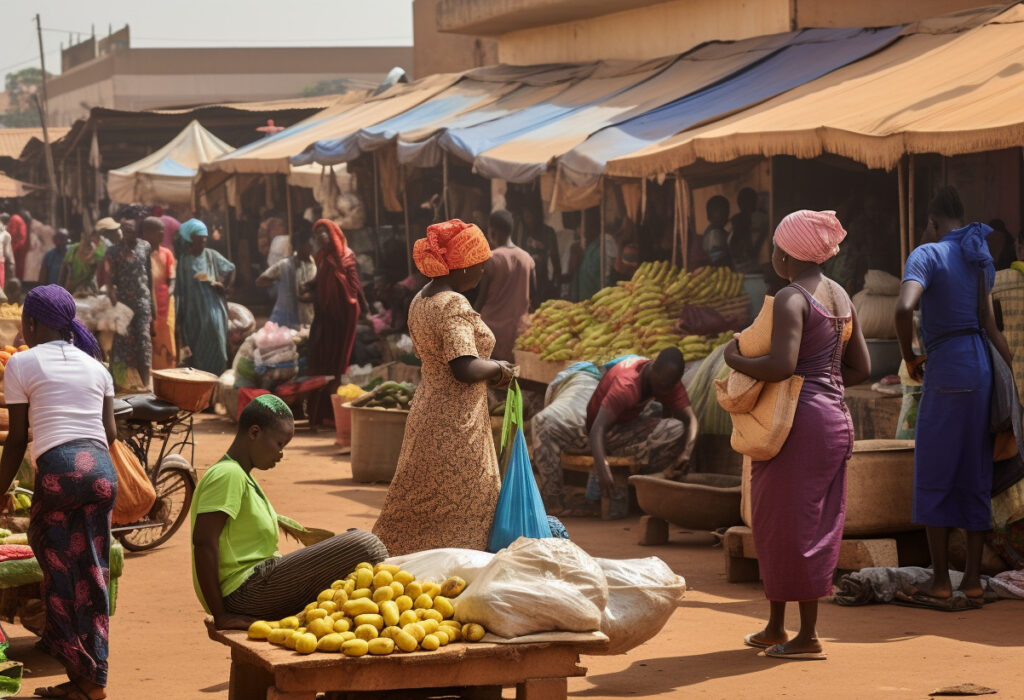 Midjourney Symbolbild Marktszene in Afrika