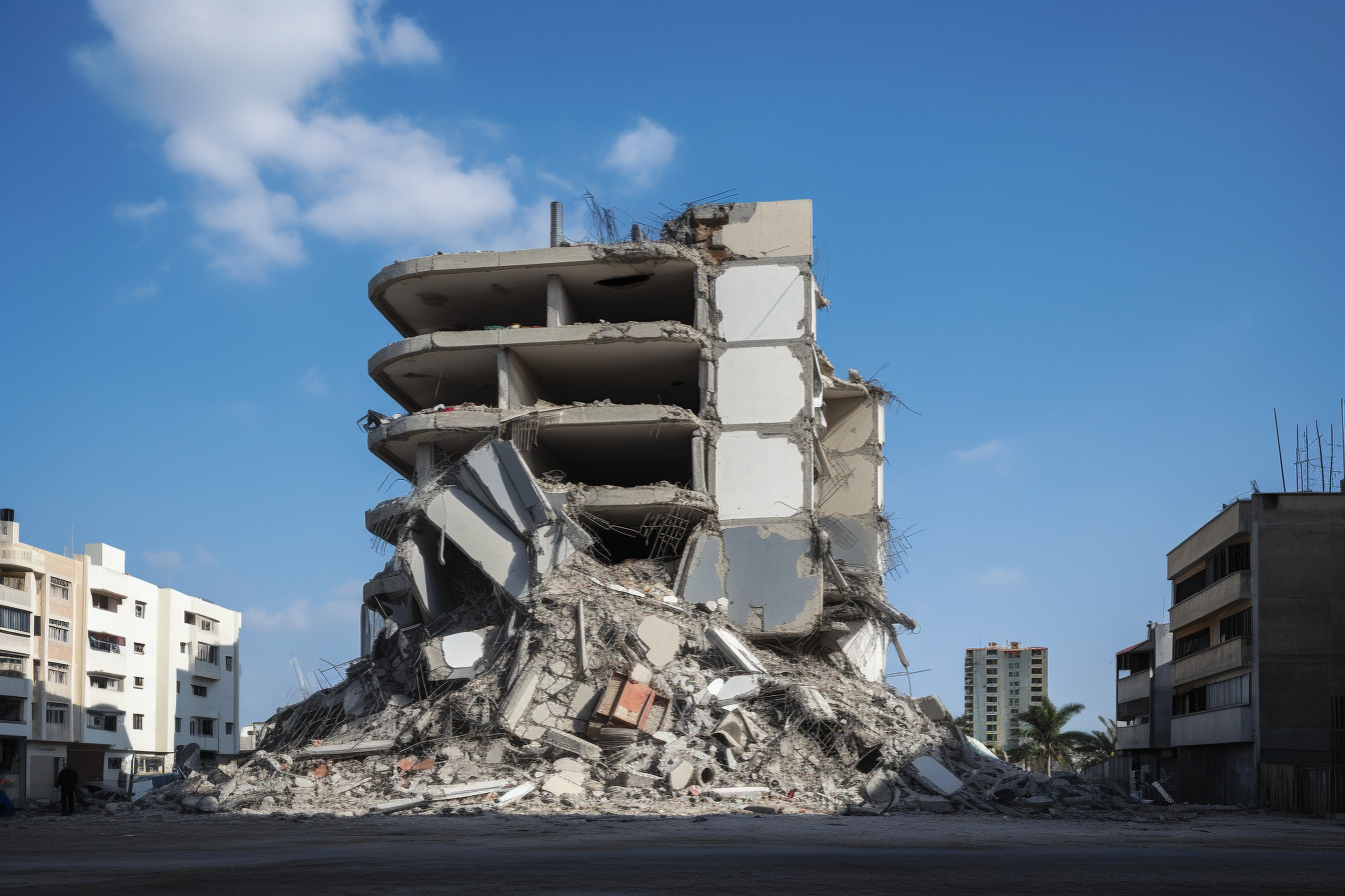 Midjourney Symbolbild zerstörtes Wohnhaus in Gaza